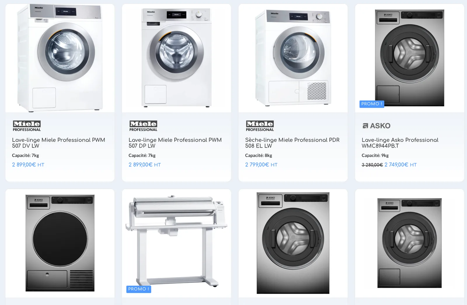 Professional equipment e-commerce catalog