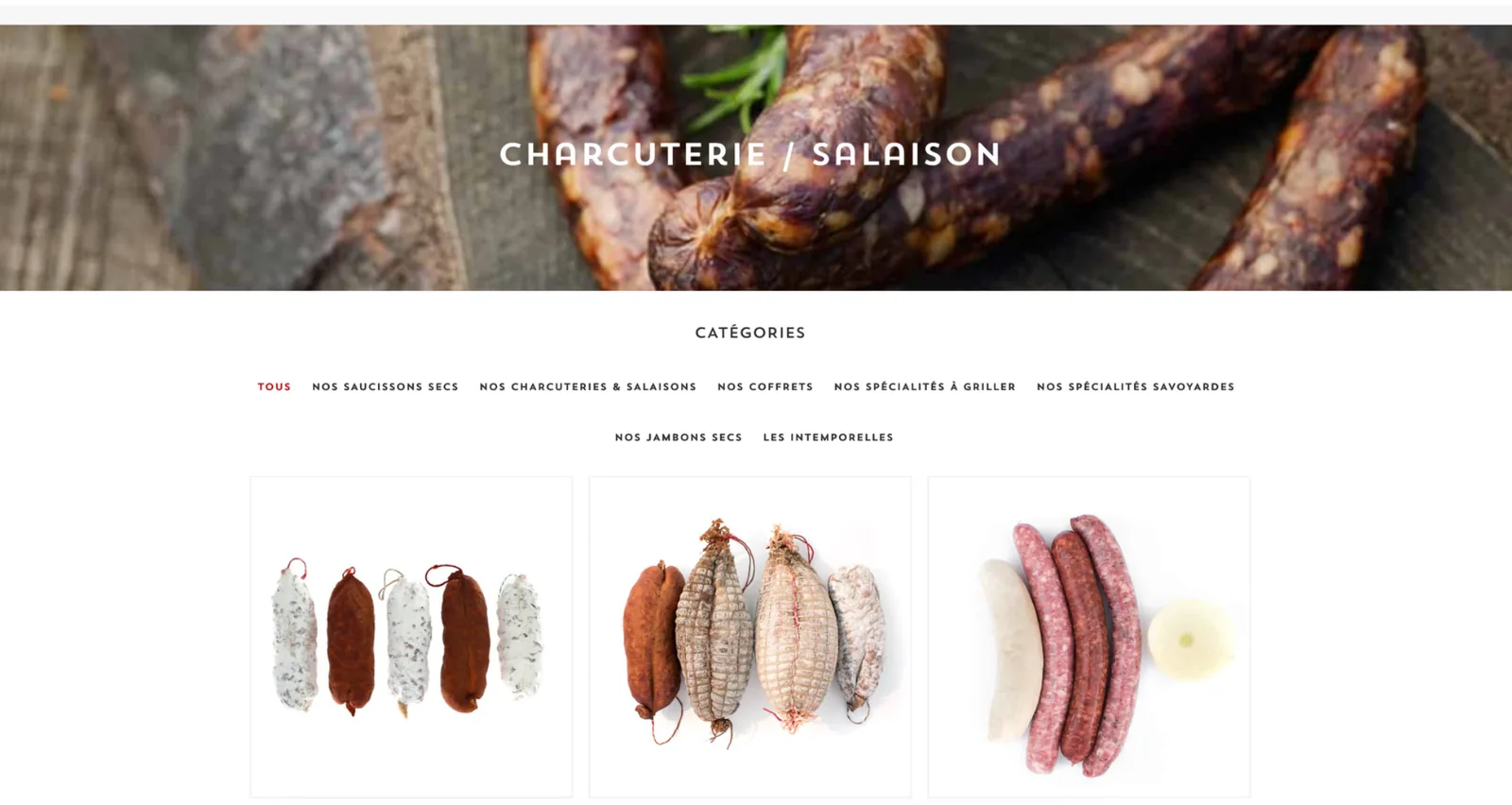 Artisan food e-commerce catalog