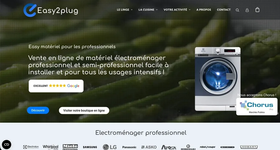 Easy2plug e-commerce homepage — B2B digital marketing project