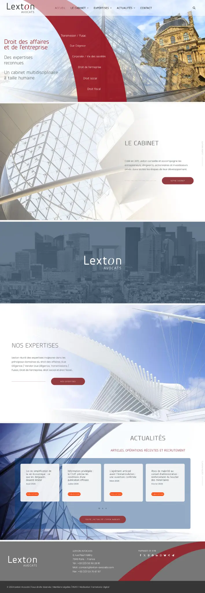 Page d’accueil du cabinet Lexton Avocats