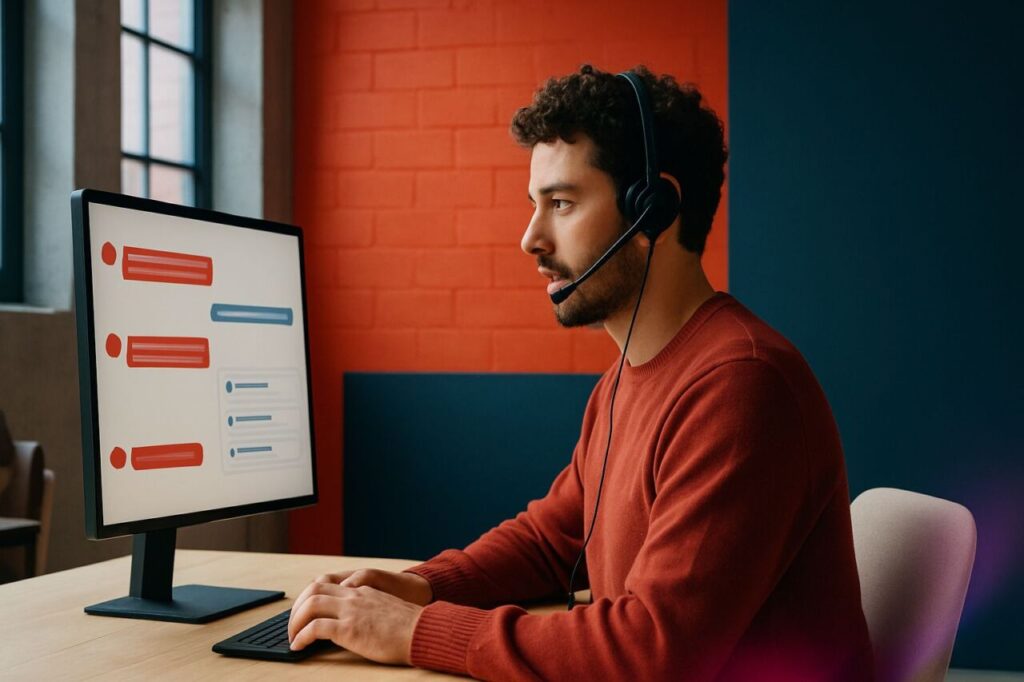 Customer support agent using an AI copilot to accelerate ticket resolution.