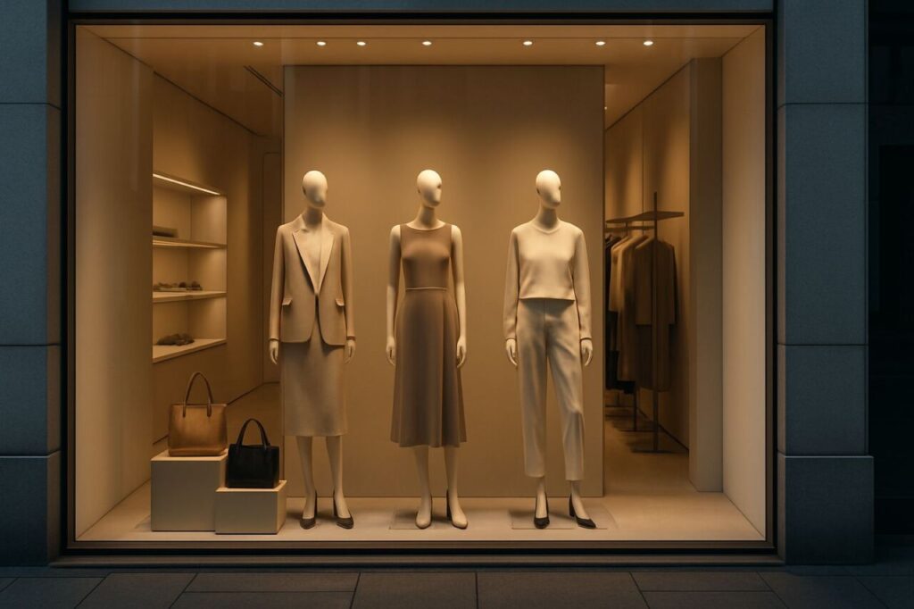 Elegant, minimalist storefront with no visible customers, illustrating aesthetics that don’t drive action.